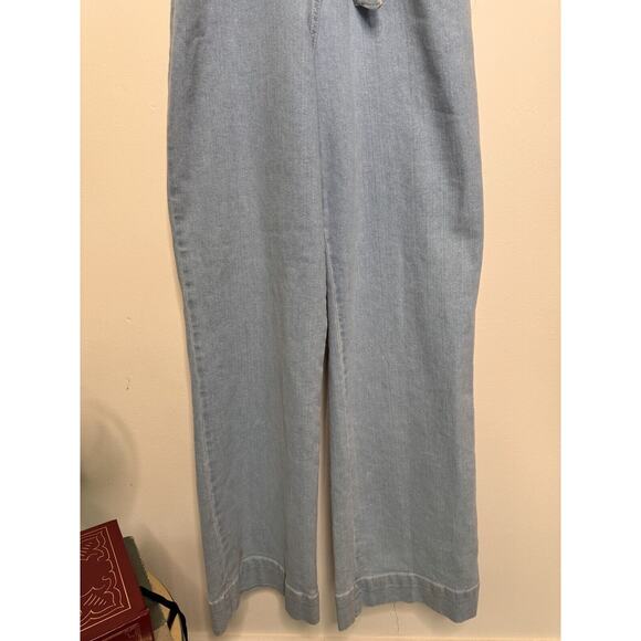 Avec Les Filles Womens Jumpsuit Denim Wide Leg Light Wash Belt Retro 70s Sz 29 - Picture 4 of 15